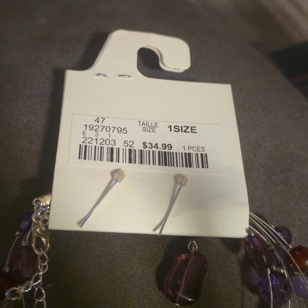 Penningtons Purple Multi-Strand Illusion Necklace & Dangle Earrings Jewelry Set - Picture 3 of 12